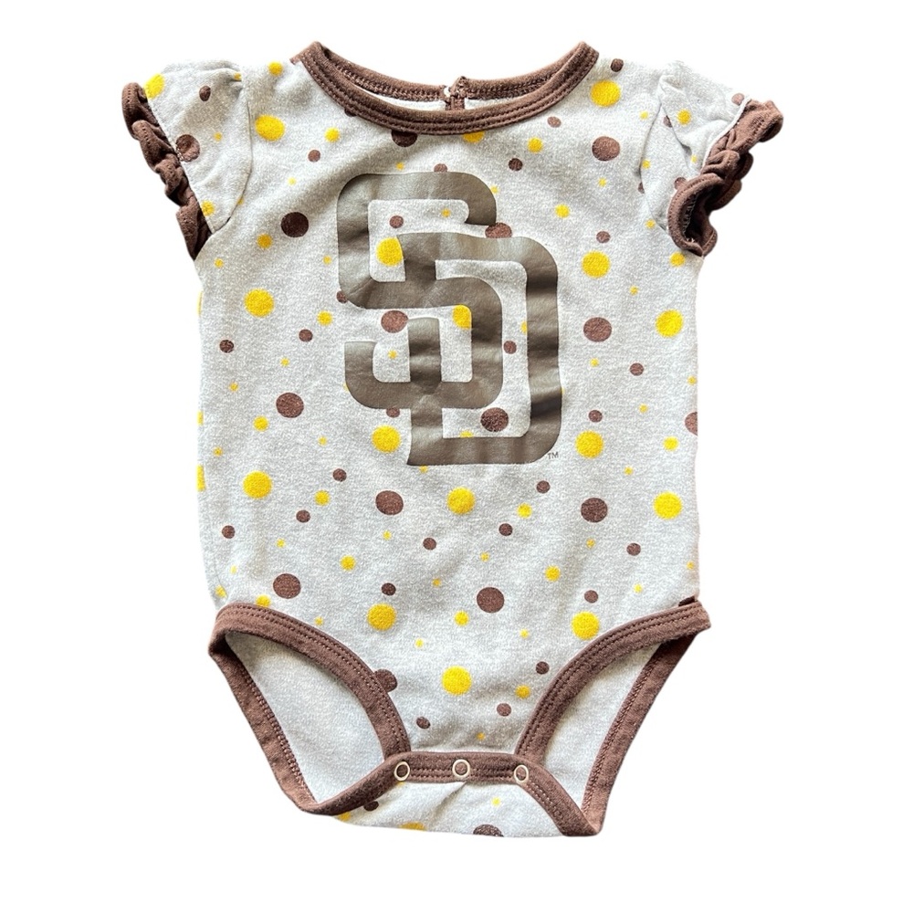 San Diego Padres MLB Genuine Merchandise Polka Dot Gray Onesie Size 6-9 Months